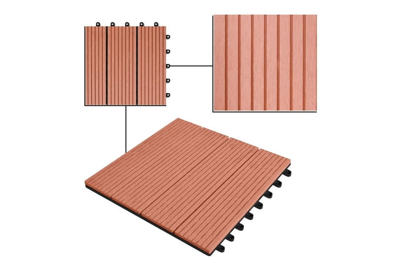 WPC Fliser 30 x 30 cm 11stk 1m2 Brun - Hus & oppussing - Bygg - Gulv, vegg & tak - Gulv - Vinylgulv & plastgulv