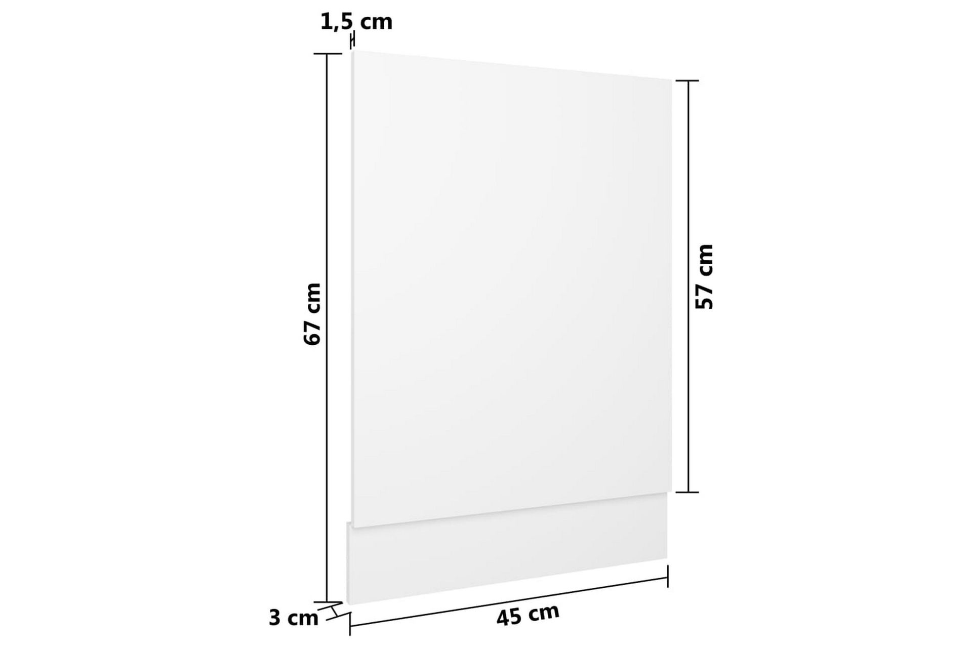 Oppvaskmaskinspanel hvit 45x3x67 cm sponplate - Hvit - Hus & oppussing - Bygg - Gulv, vegg & tak - Platemateriale & byggeplate - Innvendig panel