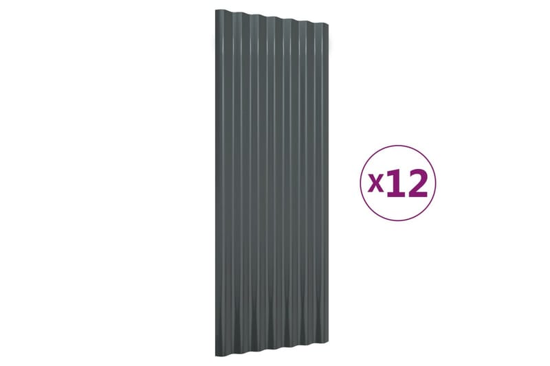 Takpaneler 12 stk pulverlakkert stål antrasitt 100x36 cm - Hus & oppussing - Bygg - Gulv, vegg & tak - Platemateriale & byggeplate - Takpanel & takplate