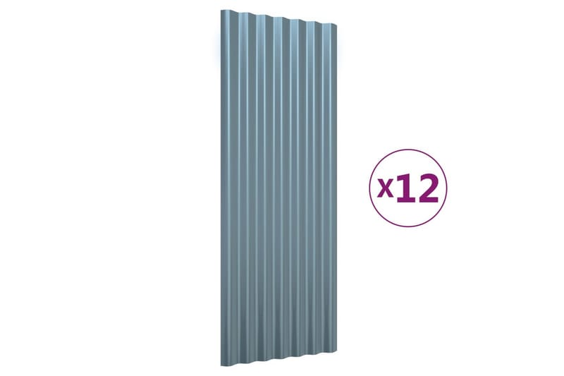 Takpaneler 12 stk pulverlakkert stål grå 100x36 cm - Takpanel & takplate