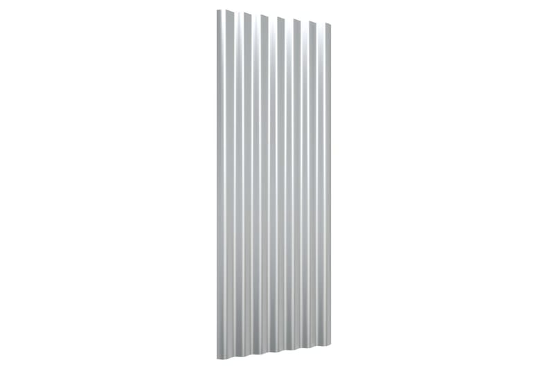 Takpaneler 12 stk pulverlakkert stål sølv 100x36 cm - Hus & oppussing - Bygg - Gulv, vegg & tak - Platemateriale & byggeplate - Takpanel & takplate