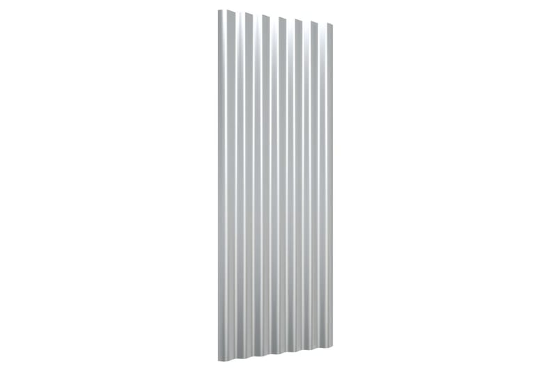 Takpaneler 12 stk pulverlakkert stål sølv 100x36 cm - Takpanel & takplate