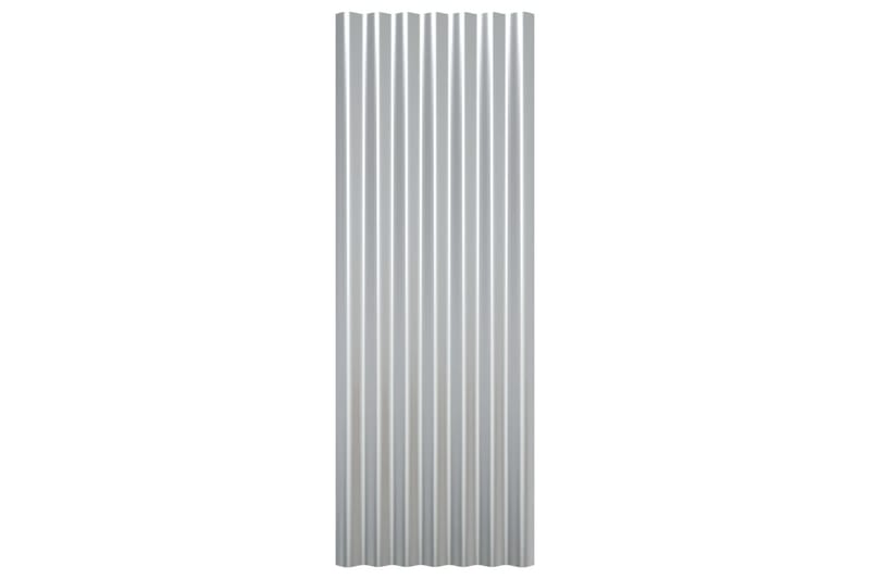 Takpaneler 12 stk pulverlakkert stål sølv 100x36 cm - Hus & oppussing - Bygg - Gulv, vegg & tak - Platemateriale & byggeplate - Takpanel & takplate