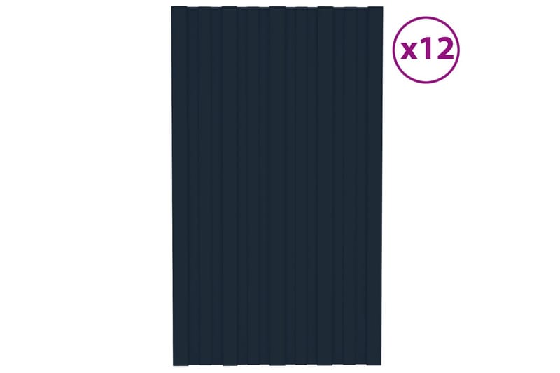 Takplater 12 stk antrasitt 80x45 cm galvanisert stål - Hus & oppussing - Bygg - Gulv, vegg & tak - Platemateriale & byggeplate - Takpanel & takplate