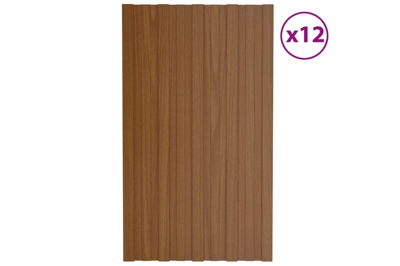 Takplater 12 stk brun 80x45 cm galvanisert stål - Hus & oppussing - Bygg - Gulv, vegg & tak - Platemateriale & byggeplate - Takpanel & takplate