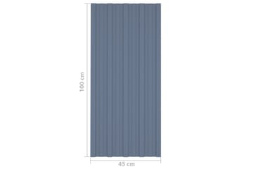 Takplater 12 stk grå 100x45 cm galvanisert stål - Hus & oppussing - Bygg - Gulv, vegg & tak - Platemateriale & byggeplate - Takpanel & takplate