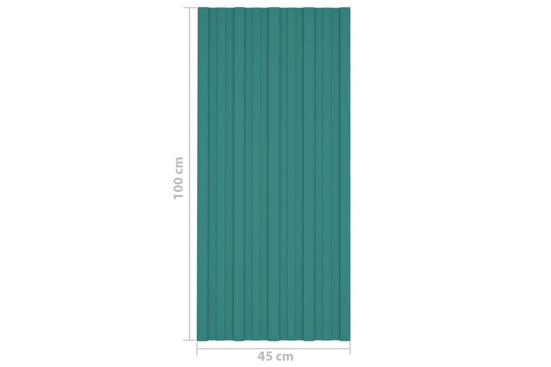 Takplater 12 stk grønn 100x45 cm galvanisert stål - Takpanel & takplate