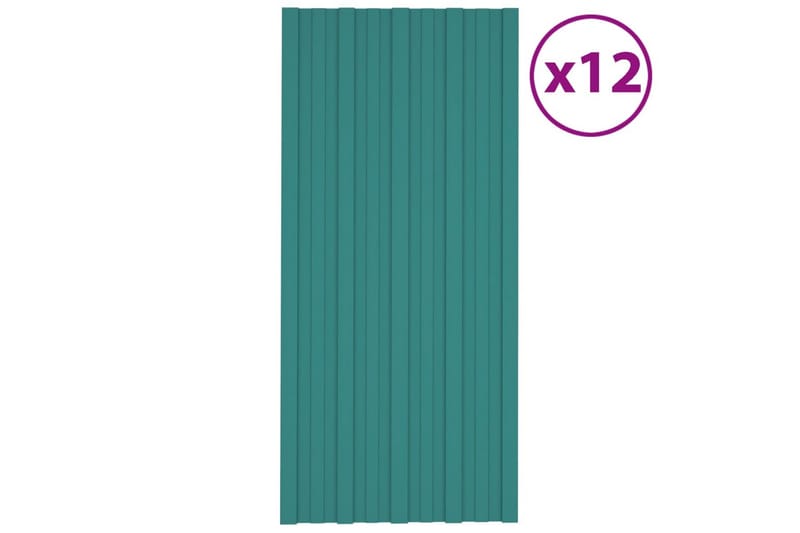 Takplater 12 stk grønn 100x45 cm galvanisert stål - Hus & oppussing - Bygg - Gulv, vegg & tak - Platemateriale & byggeplate - Takpanel & takplate