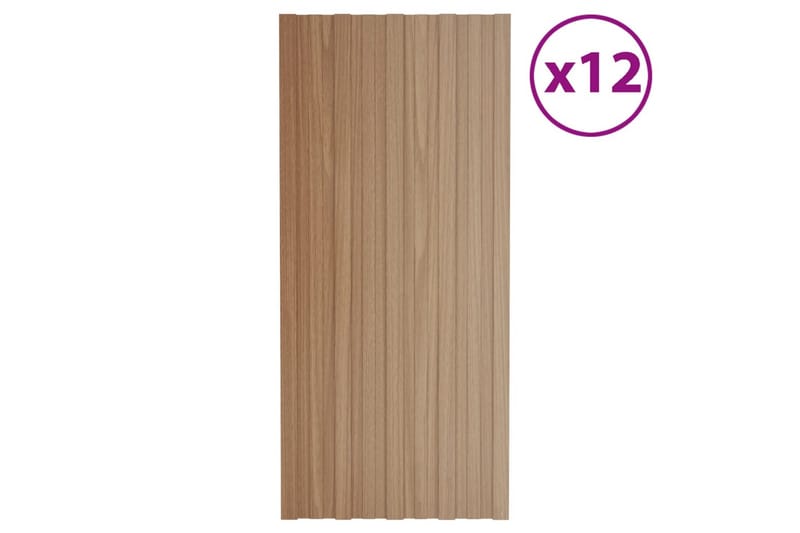 Takplater 12 stk lyst tre 100x45 cm galvanisert stål - Hus & oppussing - Bygg - Gulv, vegg & tak - Platemateriale & byggeplate - Takpanel & takplate