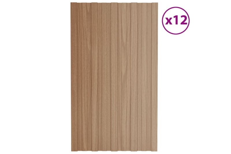 Takplater 12 stk lyst tre 80x45 cm galvanisert stål - Hus & oppussing - Bygg - Gulv, vegg & tak - Platemateriale & byggeplate - Takpanel & takplate