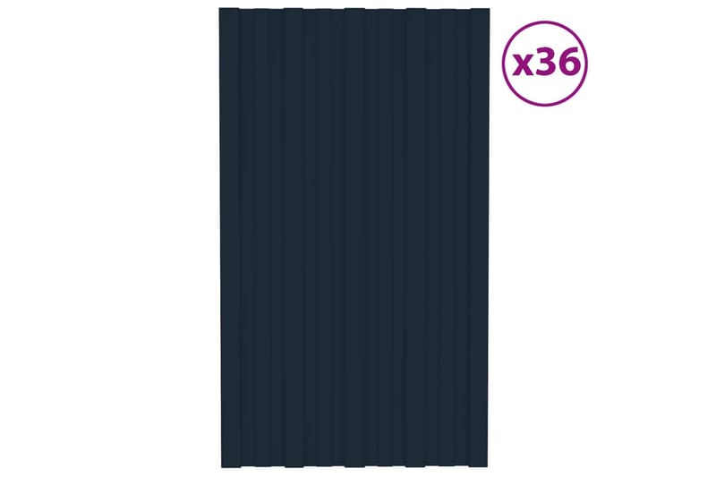 Takplater 36 stk antrasitt 80x45 cm galvanisert stål - Hus & oppussing - Bygg - Gulv, vegg & tak - Platemateriale & byggeplate - Takpanel & takplate