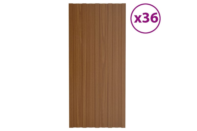 Takplater 36 stk brun 100x45 cm galvanisert stål - Hus & oppussing - Bygg - Gulv, vegg & tak - Platemateriale & byggeplate - Takpanel & takplate