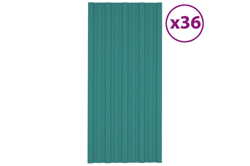 Takplater 36 stk grønn 100x45 cm galvanisert stål - Hus & oppussing - Bygg - Gulv, vegg & tak - Platemateriale & byggeplate - Takpanel & takplate