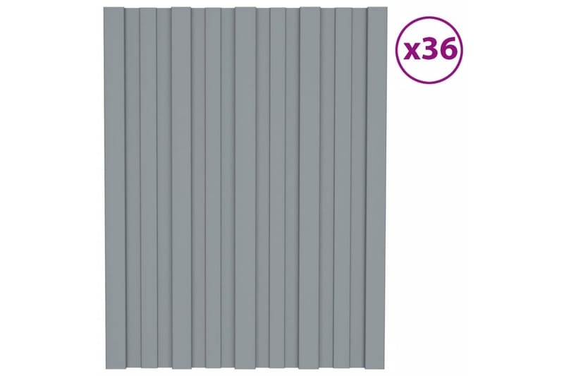 Takplater 36 stk sølv 60x45 cm galvanisert stål - Hus & oppussing - Bygg - Gulv, vegg & tak - Platemateriale & byggeplate - Takpanel & takplate