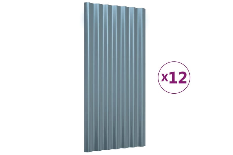 beBasic Takpaneler 12 stk pulverlakkert stål grå 80x36 cm - GrÃ¥ - Innertak