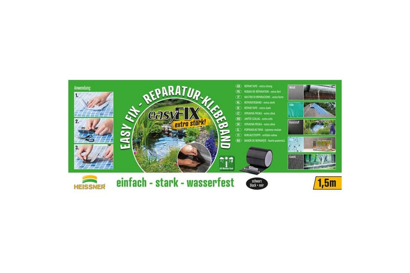 Reparasjonstape Heissner EasyFix 150 x 10 cm Svart - Svart - Hus & oppussing - Bygg - Spiker, skrue & innfesting