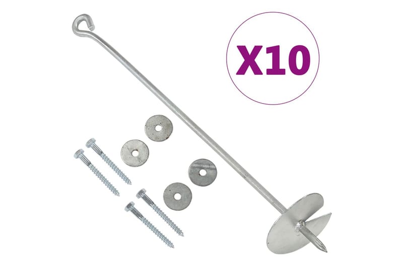 Jordankere 10 stk 10x60 cm galvanisert metall - Hus & oppussing - Bygg - Spiker, skrue & innfesting