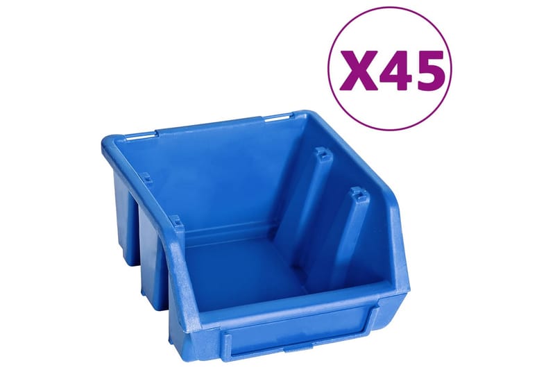 Oppbevaringsbokssett i 48 deler med veggpaneler blå og svart - Blå - Sortimentsboks - Garasjeinteriør & garasjeoppbevarin