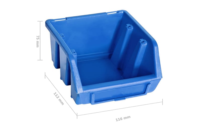 Oppbevaringsbokssett i 48 deler med veggpaneler blå og svart - Blå - Sortimentsboks - Garasjeinteriør & garasjeoppbevarin