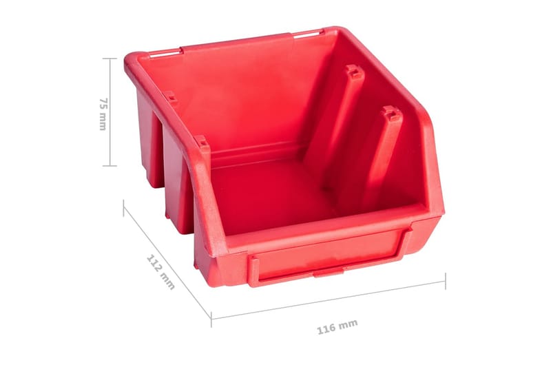 Oppbevaringsbokssett i 96 deler med veggpaneler rød og svart - Rød - Sortimentsboks - Garasjeinteriør & garasjeoppbevarin