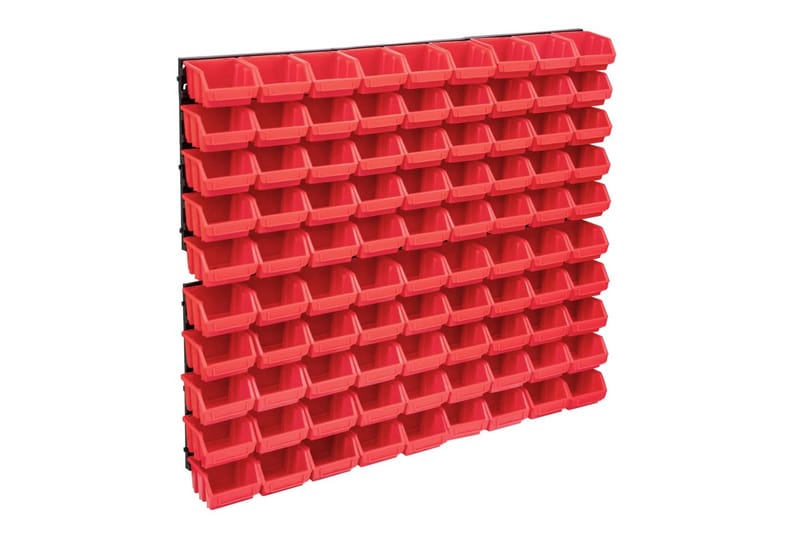 Oppbevaringsbokssett i 96 deler med veggpaneler rød og svart - Rød - Sortimentsboks - Garasjeinteriør & garasjeoppbevarin