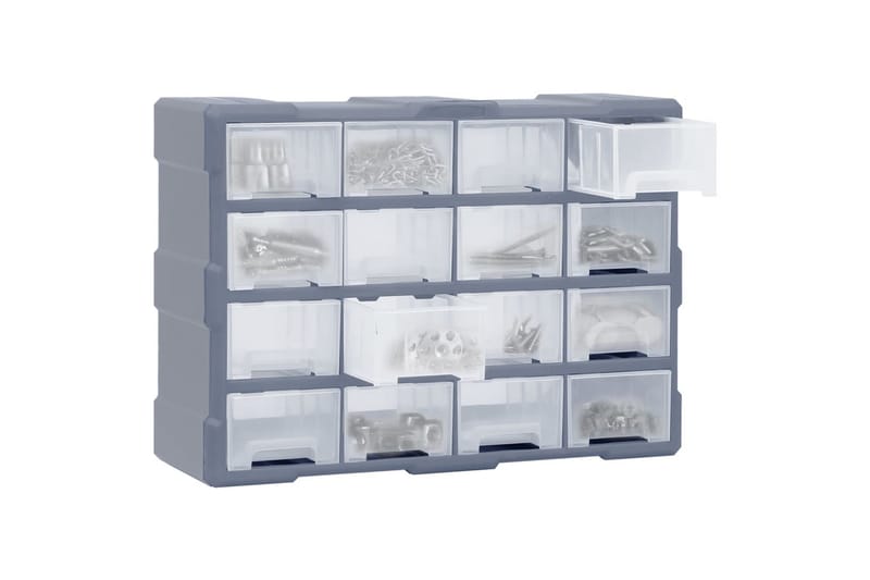 Sortimentskap med 16 mellomstore skuffer 52x16x37 cm - Grå - Hus & oppussing - Verktøy & maskiner - Oppbevaring verktøy