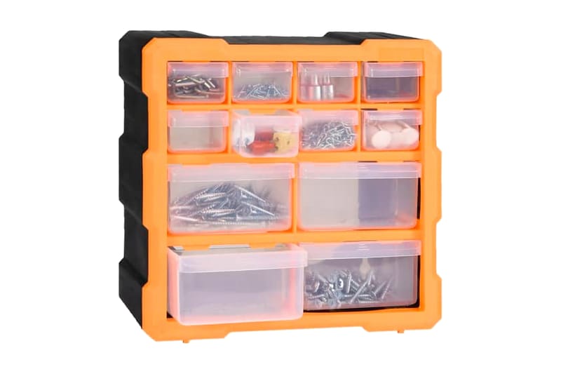 Sortimentskap med 12 skuffer 2 stk 26,5x16x26 cm - Oransj - Hus & oppussing - Verktøy & maskiner - Oppbevaring verktøy