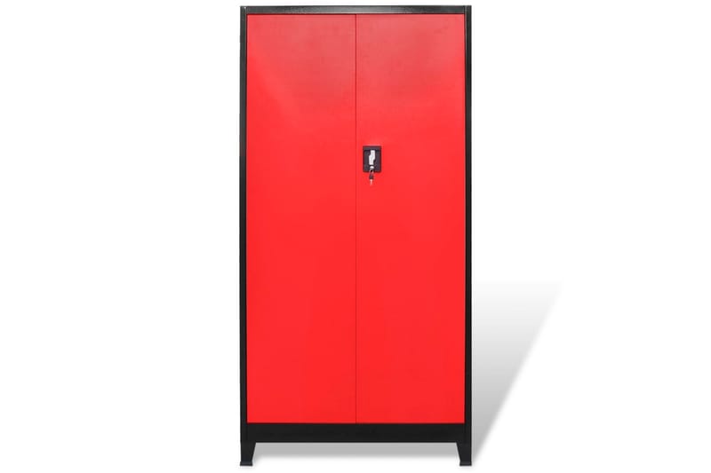 Verktøyskap med verktøyboks stål 90x40x180 cm rød og svart - Rød - Hus & oppussing - Verktøy & maskiner - Oppbevaring verktøy