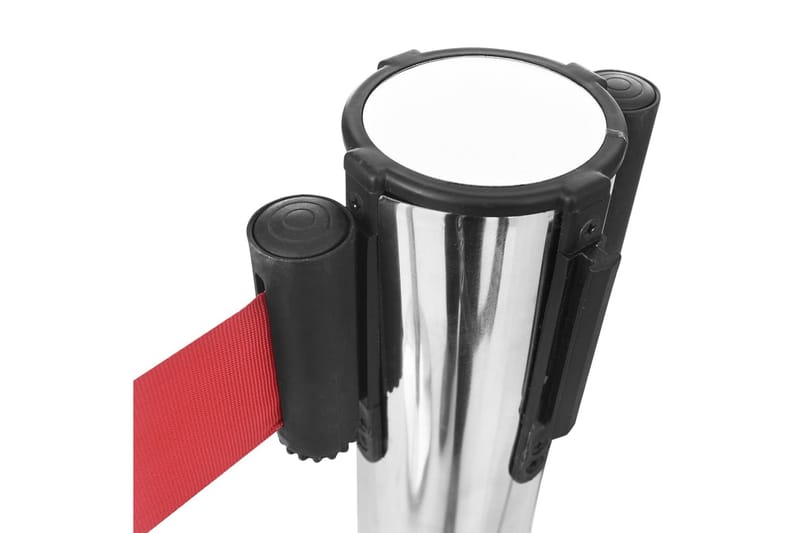 Avsperringsstolper med bånd 4 stk rustfritt stål sølv - Silver - Hus & oppussing - Bygg - Spiker, skrue & innfesting