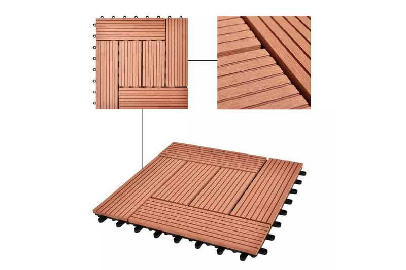 11stk 30 x 30 cm Brune Terrassefliser WPC 1 m² - Hus & oppussing - Bygg - Tre & virke - Heller & terrassevirke - Kompositthelle