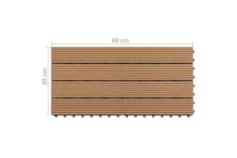 Terrassebord 6 stk WPC 60x30 cm 1,08 m² brun - Brun - Verandagulv & terrassebord - Treheller & trefliser balkong - Utegulv & tregulv - Kompositthelle