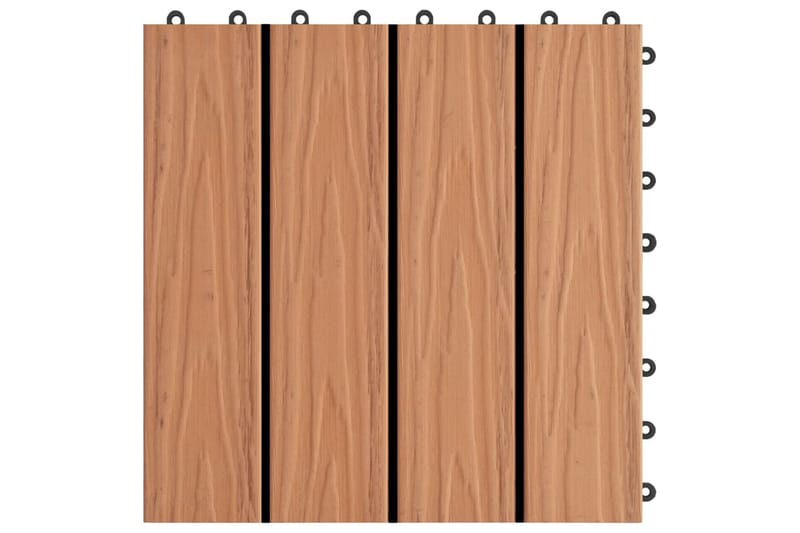 Terrassebord 11 stk dyppreget WPC 30x30 cm 1 kvm teak - Verandagulv & terrassebord - Treheller & trefliser balkong - Utegulv & tregulv - Trehelle & gulvhelle