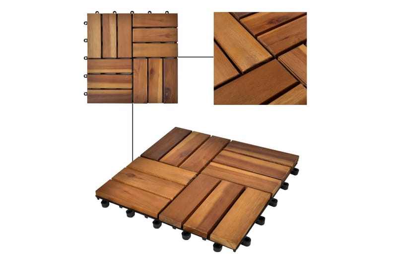 10stk Akasie Terrassefliser 30 x 30 cm - Hus & oppussing - Bygg - Tre & virke - Heller & terrassevirke - Trehelle & gulvhelle