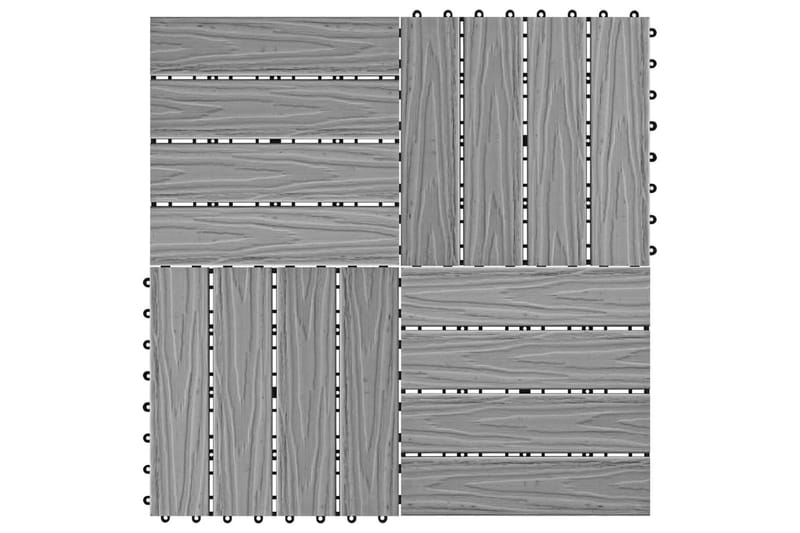 Terrassebord 11 stk dyppreget WPC 30x30 cm 1 kvm grå - Hus & oppussing - Bygg - Tre & virke - Heller & terrassevirke - Trehelle & gulvhelle