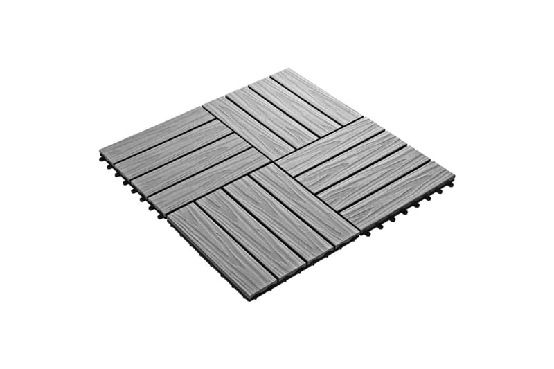 Terrassebord 11 stk dyppreget WPC 30x30 cm 1 kvm grå - Hus & oppussing - Bygg - Tre & virke - Heller & terrassevirke - Trehelle & gulvhelle