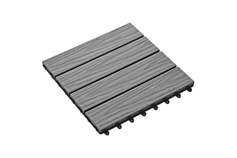 Terrassebord 11 stk dyppreget WPC 30x30 cm 1 kvm grå - Hus & oppussing - Bygg - Tre & virke - Heller & terrassevirke - Trehelle & gulvhelle