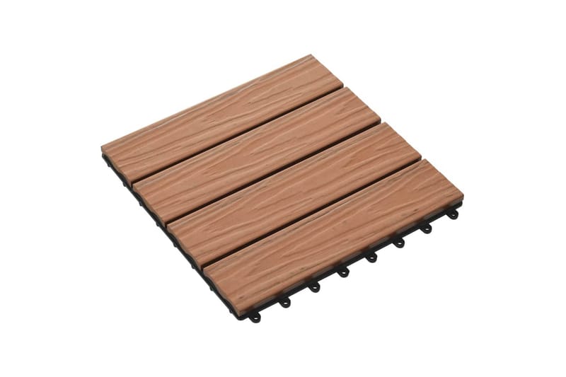 Terrassebord 11 stk dyppreget WPC 30x30 cm 1 kvm lysebrun - Hus & oppussing - Bygg - Tre & virke - Heller & terrassevirke - Trehelle & gulvhelle