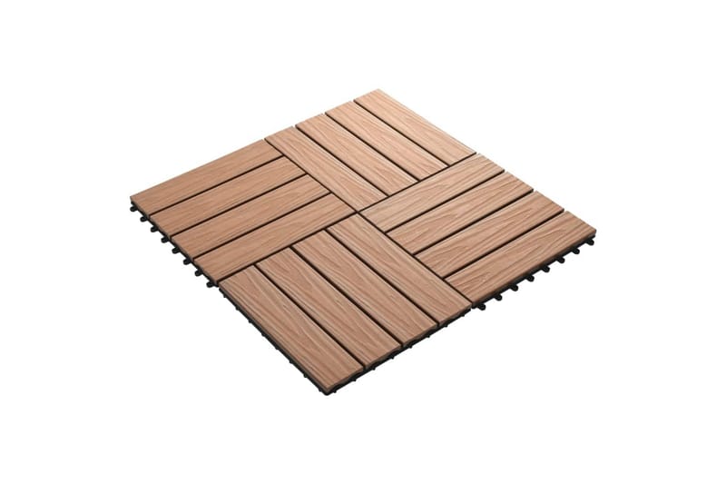 Terrassebord 11 stk dyppreget WPC 30x30 cm 1 kvm lysebrun - Hus & oppussing - Bygg - Tre & virke - Heller & terrassevirke - Trehelle & gulvhelle