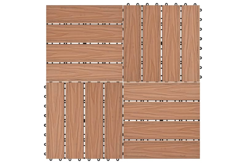 Terrassebord 11 stk dyppreget WPC 30x30 cm 1 kvm lysebrun - Hus & oppussing - Bygg - Tre & virke - Heller & terrassevirke - Trehelle & gulvhelle