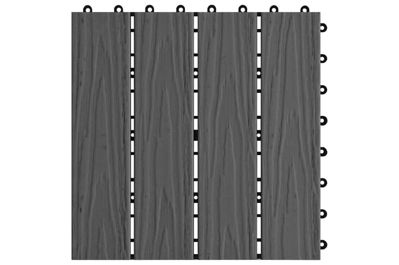 Terrassebord 11 stk dyppreget WPC 30x30 cm 1 kvm svart - Hus & oppussing - Bygg - Tre & virke - Heller & terrassevirke - Trehelle & gulvhelle