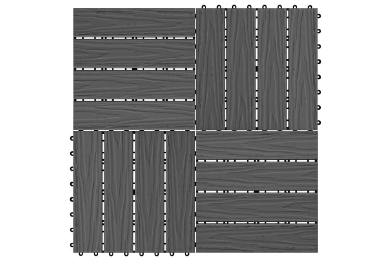 Terrassebord 11 stk dyppreget WPC 30x30 cm 1 kvm svart - Hus & oppussing - Bygg - Tre & virke - Heller & terrassevirke - Trehelle & gulvhelle
