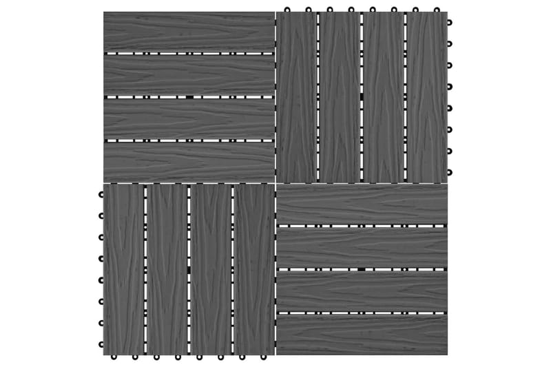Terrassebord 11 stk dyppreget WPC 30x30 cm 1 kvm svart - Verandagulv & terrassebord - Treheller & trefliser balkong - Utegulv & tregulv - Trehelle & gulvhelle