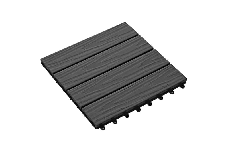 Terrassebord 11 stk dyppreget WPC 30x30 cm 1 kvm svart - Hus & oppussing - Bygg - Tre & virke - Heller & terrassevirke - Trehelle & gulvhelle