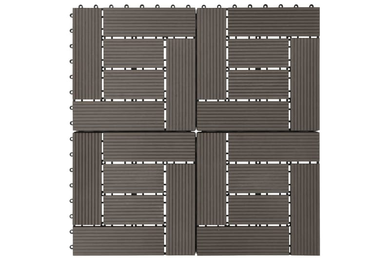 Terrassebord 11 stk WPC 30x30 cm 1 kvm mørkebrun - Hus & oppussing - Bygg - Tre & virke - Heller & terrassevirke - Trehelle & gulvhelle