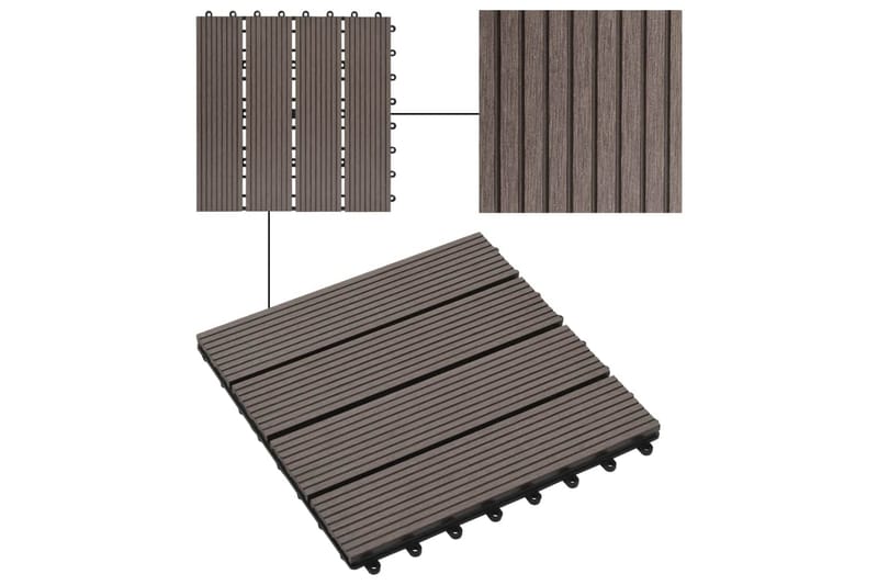 Terrassebord 11 stk WPC 30x30 cm 1 kvm mørkebrun - Verandagulv & terrassebord - Treheller & trefliser balkong - Utegulv & tregulv - Trehelle & gulvhelle