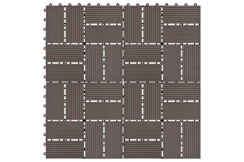 Terrassebord 11 stk WPC 30x30 cm 1 kvm mørkebrun - Hus & oppussing - Bygg - Tre & virke - Heller & terrassevirke - Trehelle & gulvhelle