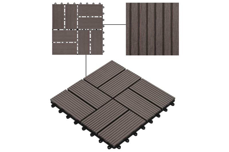 Terrassebord 11 stk WPC 30x30 cm 1 kvm mørkebrun - Verandagulv & terrassebord - Treheller & trefliser balkong - Utegulv & tregulv - Trehelle & gulvhelle