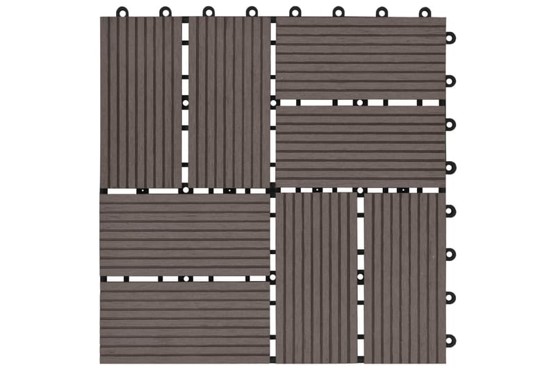 Terrassebord 11 stk WPC 30x30 cm 1 kvm mørkebrun - Hus & oppussing - Bygg - Tre & virke - Heller & terrassevirke - Trehelle & gulvhelle