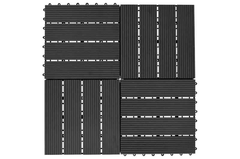 Terrassebord 11 stk WPC 30x30 cm 1 kvm svart - Hus & oppussing - Bygg - Tre & virke - Heller & terrassevirke - Trehelle & gulvhelle