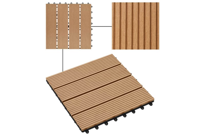 Terrassebord 11 stk WPC 30x30 cm 1 kvm teak-farget - Hus & oppussing - Bygg - Tre & virke - Heller & terrassevirke - Trehelle & gulvhelle
